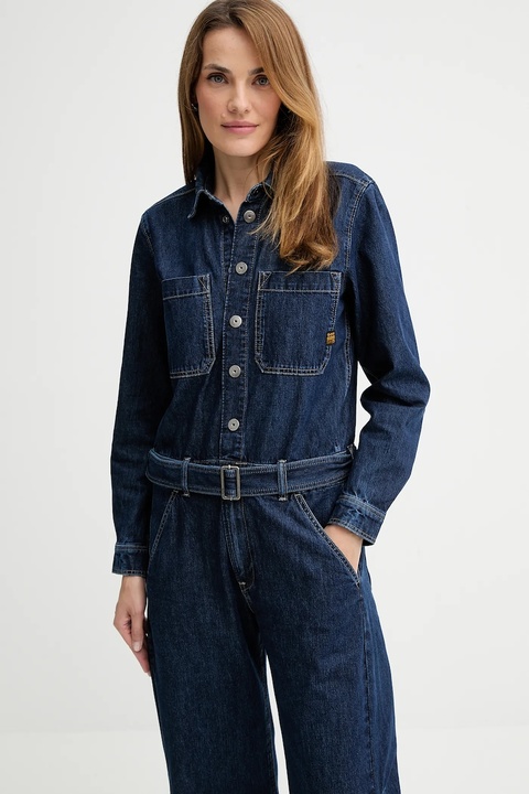 G-Star kombinezon jeansowy 0 kolor granatowy z kołnierzykiemm D26877.E090 - zdjęcie produktu nr 2