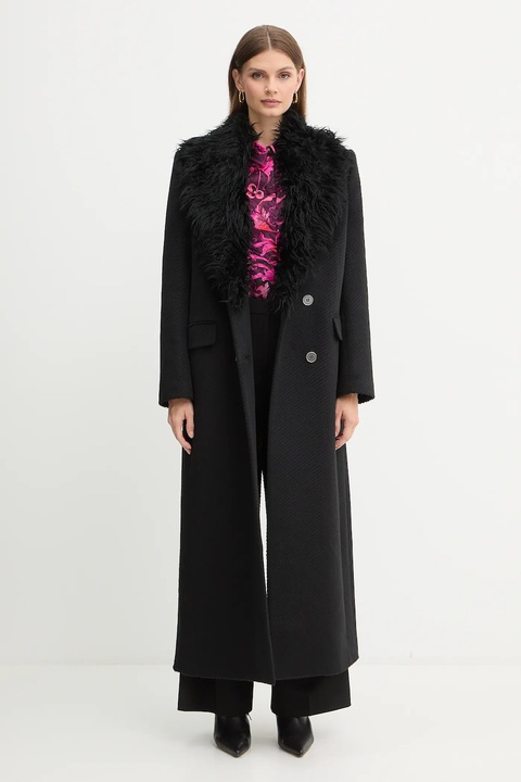 Versace Jeans Couture płaszcz z dodatkiem wełny kolor czarny 79HAT418 N0342 - zdjęcie produktu nr 2
