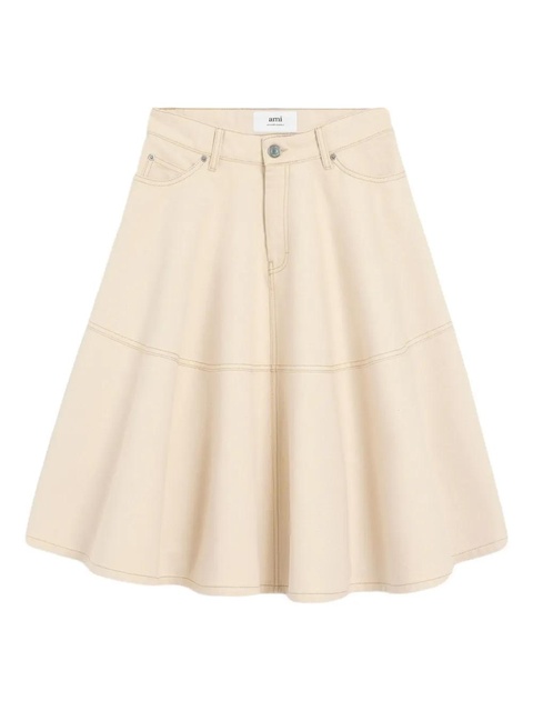 AMI Paris cotton midi skirt - Neutrals - zdjęcie produktu nr 1
