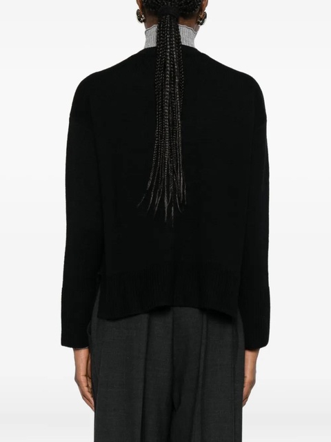 SOLOTRE V-neck ribbed-trim cardigan - Black - zdjęcie produktu nr 2
