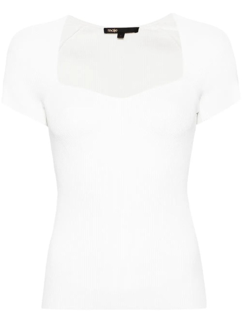 Maje sweetheart-neck ribbed-knit top - White - zdjęcie produktu nr 1