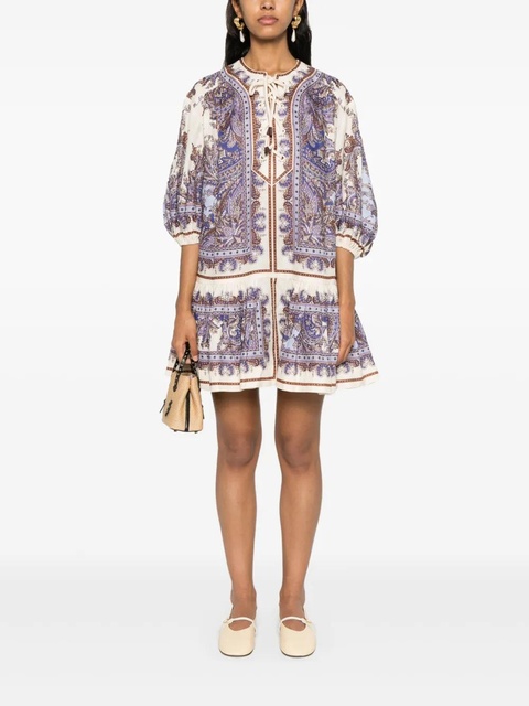 ZIMMERMANN Ottie paisley-print mini dress - Neutrals - zdjęcie produktu nr 2