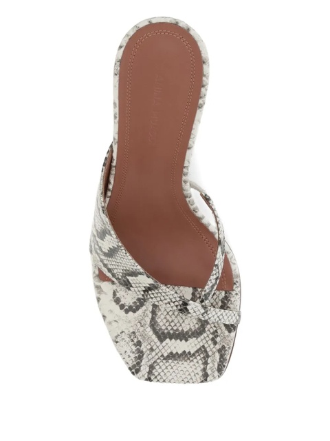 Amina Muaddi 95mm Shiona snakeskin sculpted-heel sandals - Neutrals - zdjęcie produktu nr 2