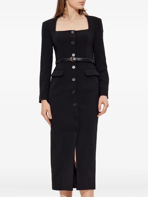 Self-Portrait button-front belted midi dress - Black - zdjęcie produktu nr 2