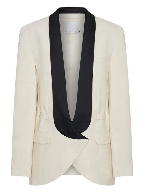 Christopher Esber contrast-lapel tuxedo blazer - White - zdjęcie produktu nr 1