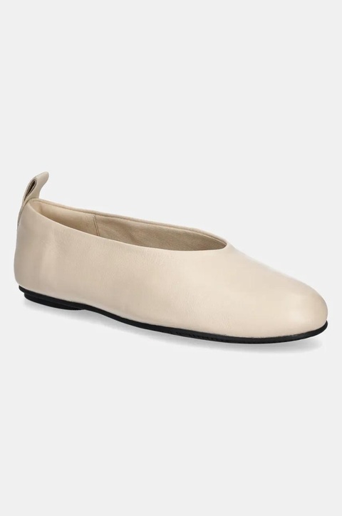 Calvin Klein Jeans baleriny skórzane BALLERINA LEATHER kolor beżowy YW0YW01803 - zdjęcie produktu nr 1