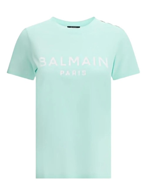 Balmain logo-print cotton T-shirt - Green - zdjęcie produktu nr 1