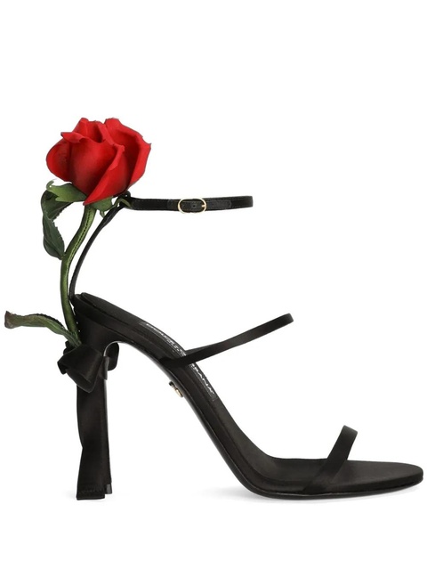 Dolce & Gabbana 105mm rose-appliqué sandals - Black - zdjęcie produktu nr 1