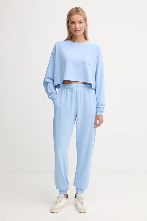 Calvin Klein Underwear bluza bawełniana damska kolor niebieski gładka LV00QS7516 - zdjęcie produktu nr 2