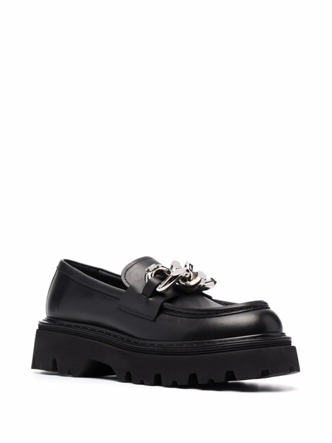 Casadei chain-detail chunky leather loafers - Black - zdjęcie produktu nr 2