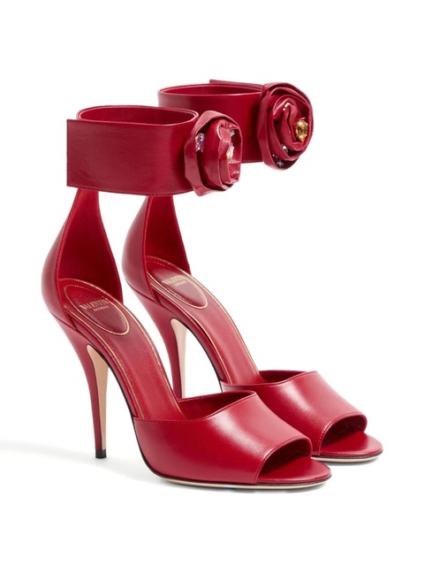 Valentino Garavani 105mm Drip Rose crystal-embellished sandals - Red - zdjęcie produktu nr 2