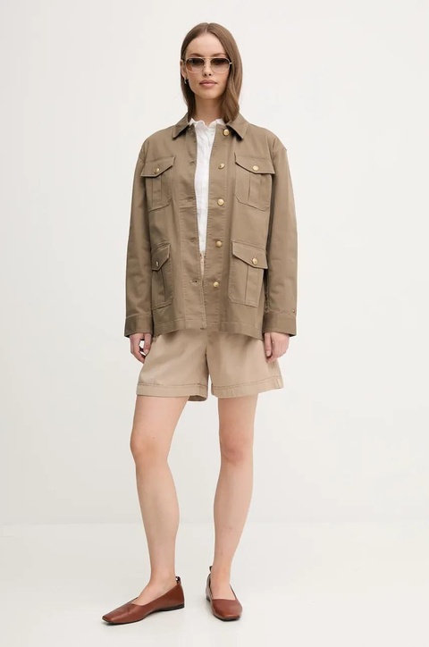 Tommy Hilfiger szorty damskie kolor beżowy gładkie high waist WW0WW44762 - zdjęcie produktu nr 2