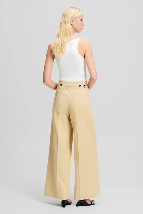 Karl Lagerfeld spodnie damskie kolor beżowy szerokie high waist A2W10014 - zdjęcie produktu nr 1