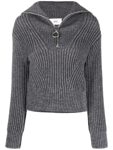 AMI Paris knitted virgin wool jumper - Grey - zdjęcie produktu nr 1