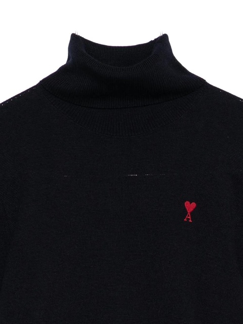 AMI Paris heart-logo turtleneck sweater - Black - zdjęcie produktu nr 1