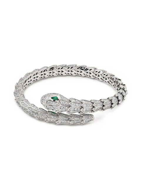 Bvlgari 18K white gold large Serpenti emerald and diamond bracelet - Silver - zdjęcie produktu nr 1