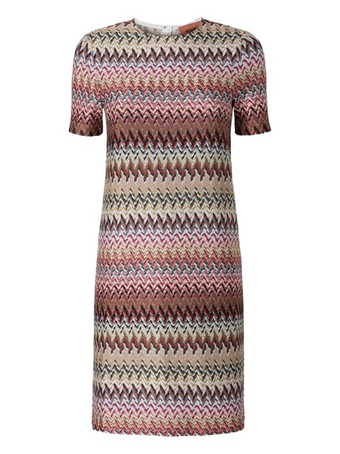 Missoni zigzag-pattern short-sleeve mini dress - Pink - zdjęcie produktu nr 1