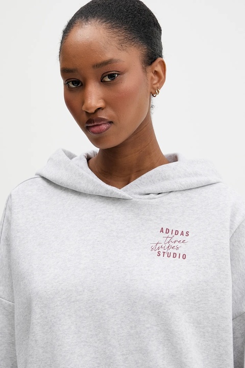 adidas bluza damska kolor szary z kapturem z nadrukiem KT0882 - zdjęcie produktu nr 2