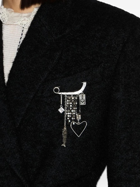 ISABEL MARANT Abby safety-pin embellished brooch - Silver - zdjęcie produktu nr 2
