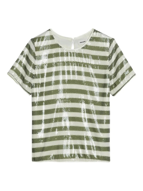 Zadig&Voltaire Tchao sequin stripe T-shirt - Green - zdjęcie produktu nr 1