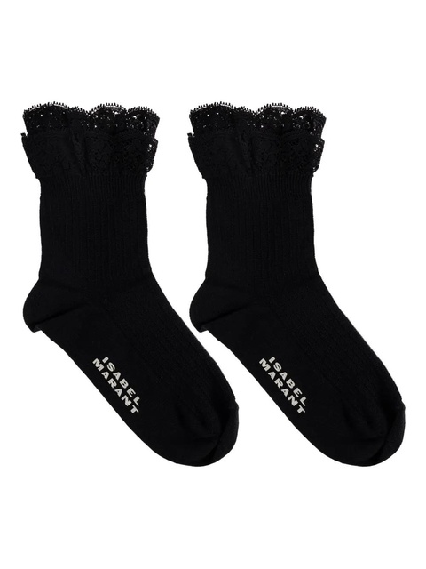 ISABEL MARANT lace-trim socks - Black - zdjęcie produktu nr 1