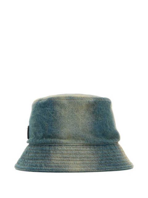 Prada denim logo-plaque bucket hat - Blue - zdjęcie produktu nr 2