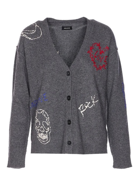 Zadig&Voltaire Mirkaz V-neck cashmere cardigan - Grey - zdjęcie produktu nr 1