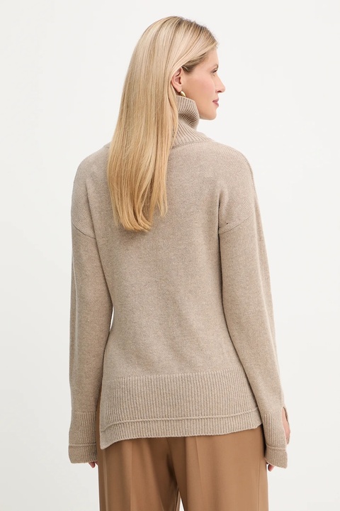 Simona Corsellini sweter z dodatkiem wełny damski kolor beżowy lekki z golfem A25CPMGP08S1 - zdjęcie produktu nr 1