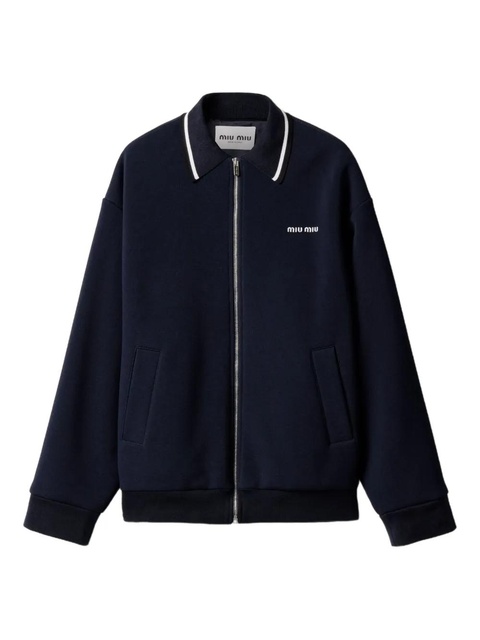 Miu Miu bonded-seams piqué bomber jacket - Blue - zdjęcie produktu nr 1
