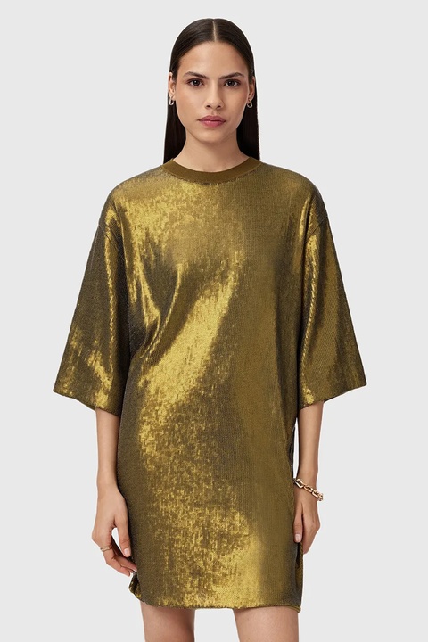 AllSaints sukienka OPAL LOGO DRESS kolor żółty mini oversize W185DB - zdjęcie produktu nr 1