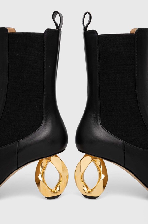 JW Anderson sztyblety skórzane Chain Heel damskie kolor czarny na słupku ANW43021A - zdjęcie produktu nr 2