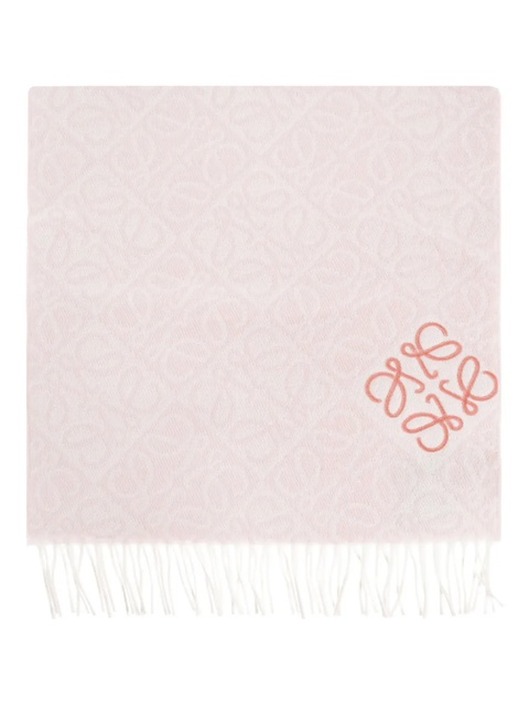 LOEWE Anagram-embroidered fringed scarf - Pink - zdjęcie produktu nr 1