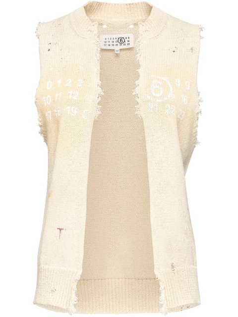 MM6 Maison Margiela Signature Numbers motif waistcoat - Neutrals - zdjęcie produktu nr 1