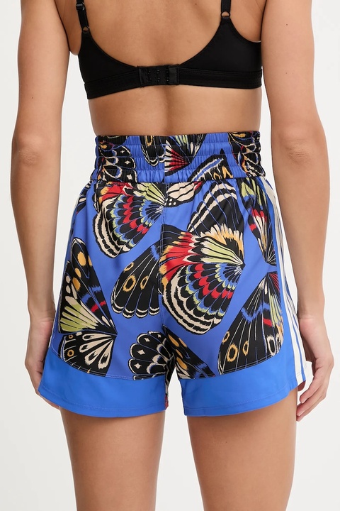 adidas Performance szorty treningowe x Farm Rio damskie kolor niebieski wzorzyste high waist JL7006 - zdjęcie produktu nr 2