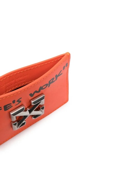 Off-White logo-plaque leather cardholder - Orange - zdjęcie produktu nr 2