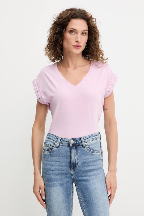 Morgan t-shirt damski kolor różowy DGLOW - zdjęcie produktu nr 1