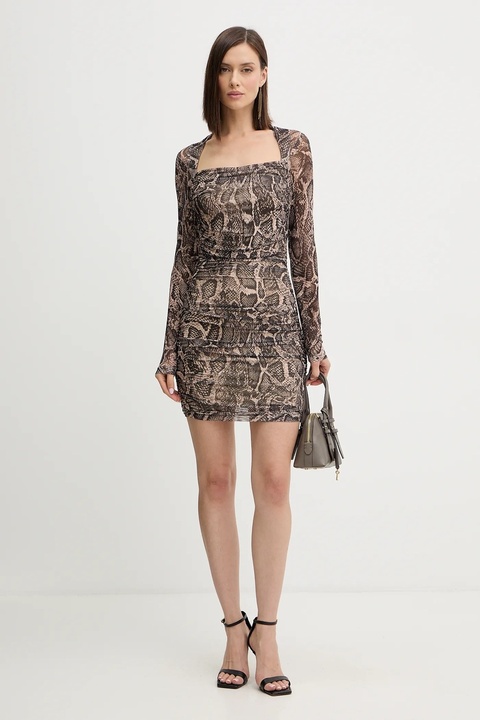 Guess sukienka BERNARDETTE kolor brązowy mini dopasowana W5BK65 KCZC2 - zdjęcie produktu nr 2