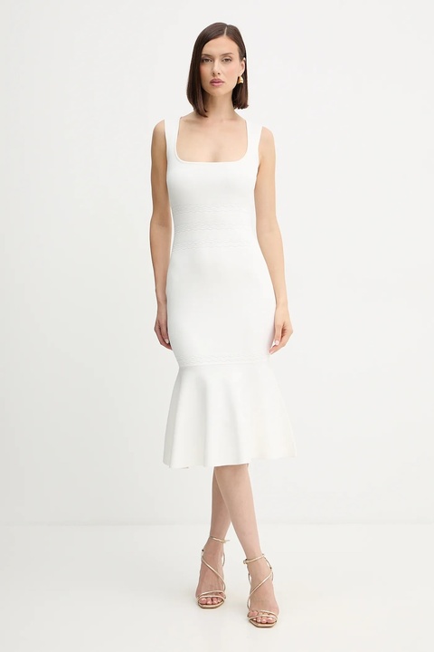 Herve Leger sukienka Camille kolor biały midi rozkloszowana DSP8535748 - zdjęcie produktu nr 1