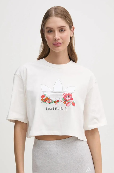 adidas Originals t-shirt Nelson damski kolor beżowy JC8334 - zdjęcie produktu nr 1