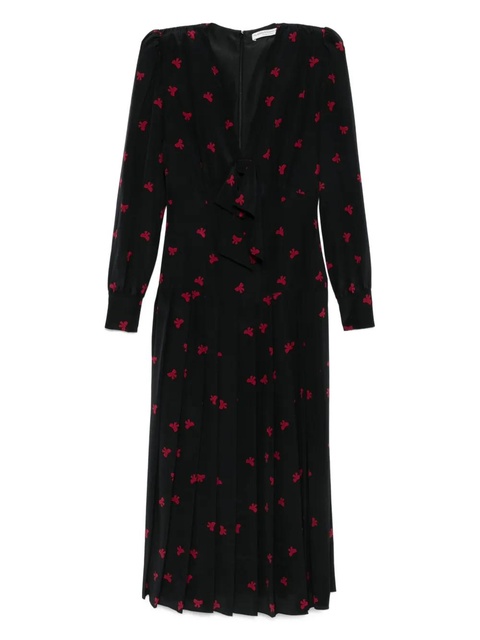 Alessandra Rich pleated bow-print dress - Black - zdjęcie produktu nr 1