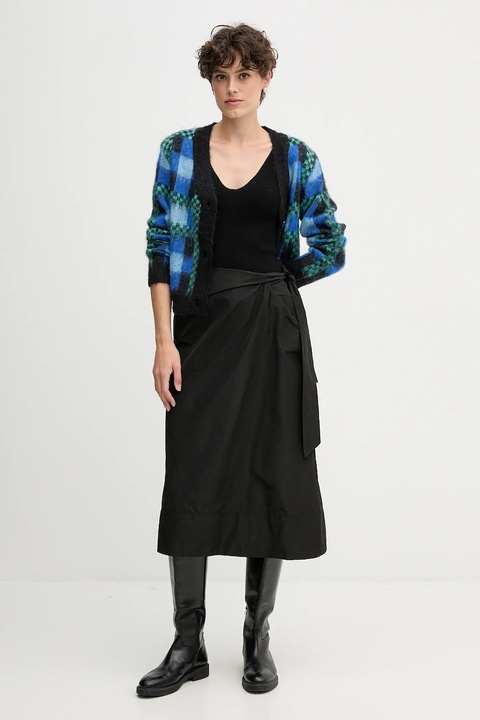 Sandro Ferrone spódnica kolor czarny midi rozkloszowana S14YBFBERE - zdjęcie produktu nr 2