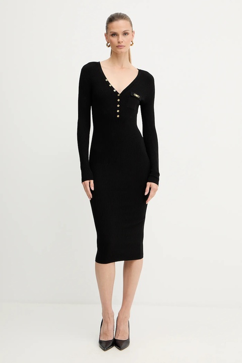Elisabetta Franchi sukienka z dodatkiem jedwabiu kolor czarny mini dopasowana AM10B56E2 - zdjęcie produktu nr 1