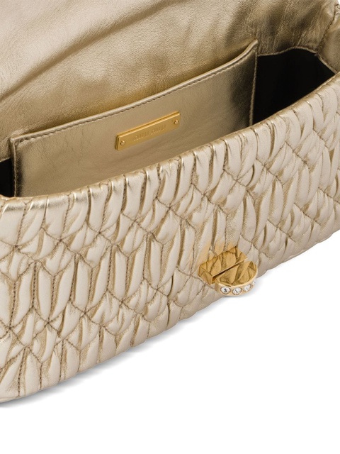 Miu Miu Miu Crystal Cloqué nappa leather bag - Gold - zdjęcie produktu nr 2