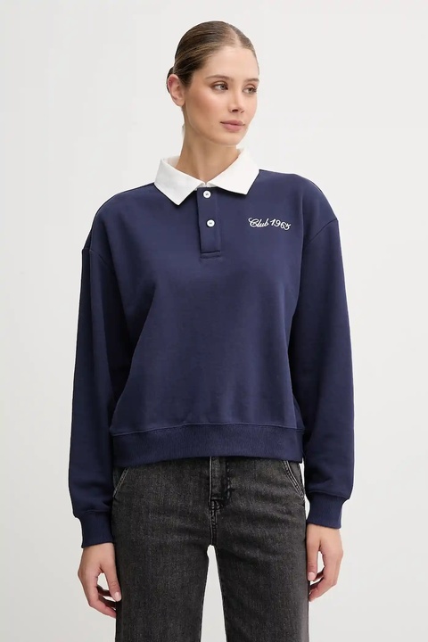 United Colors of Benetton bluza damska kolor granatowy z aplikacją 3WNWD3011 - zdjęcie produktu nr 1