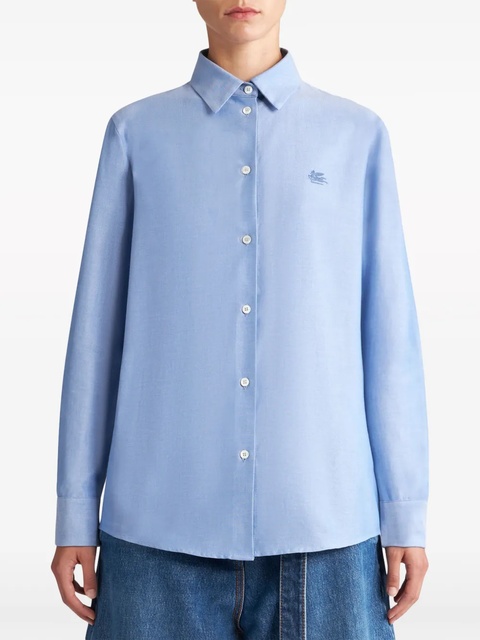 ETRO Pegaso-embroidered cotton shirt - Blue - zdjęcie produktu nr 2