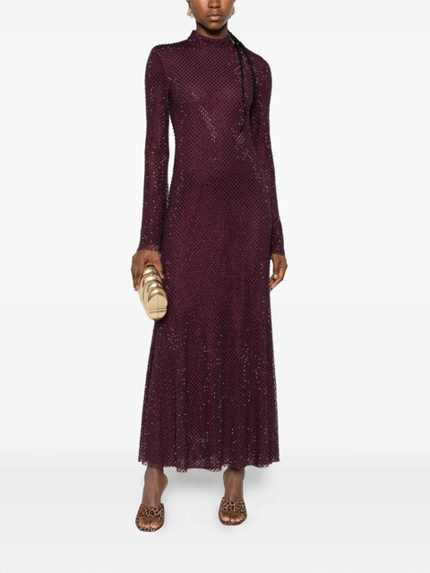 Self-Portrait rhinestone-embellished mesh midi dress - Red - zdjęcie produktu nr 1
