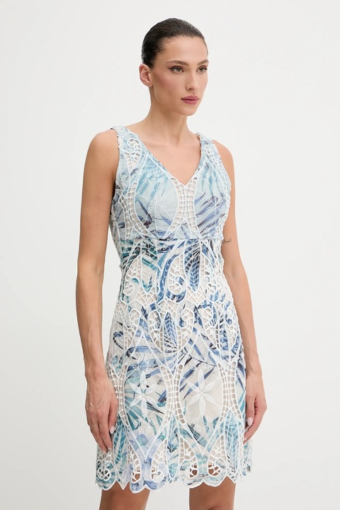Guess sukienka ANASTASIA kolor beżowy mini rozkloszowana W5GK98 WHAD2 - zdjęcie produktu nr 1