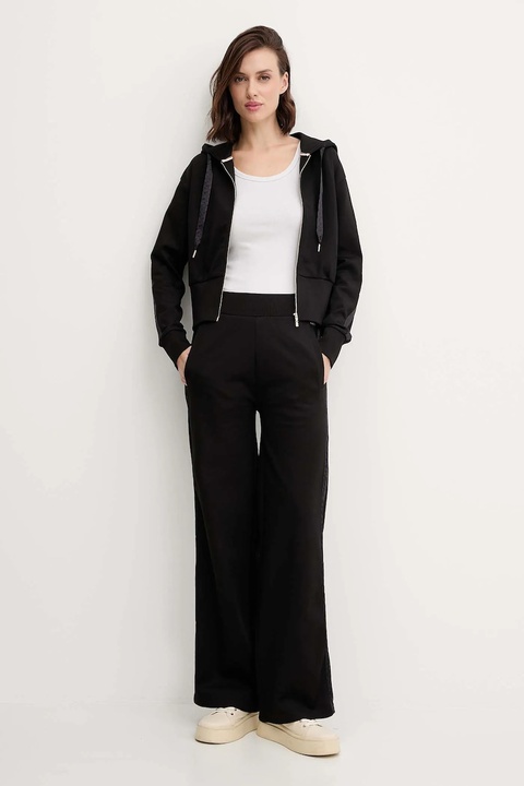 BOSS bluza lounge damska kolor czarny z kapturem gładka 50545635 - zdjęcie produktu nr 2