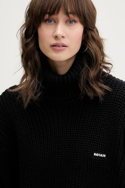 Rotate sweter z dodatkiem wełny damski kolor czarny ciepły z golfem 114734100 - zdjęcie produktu nr 2