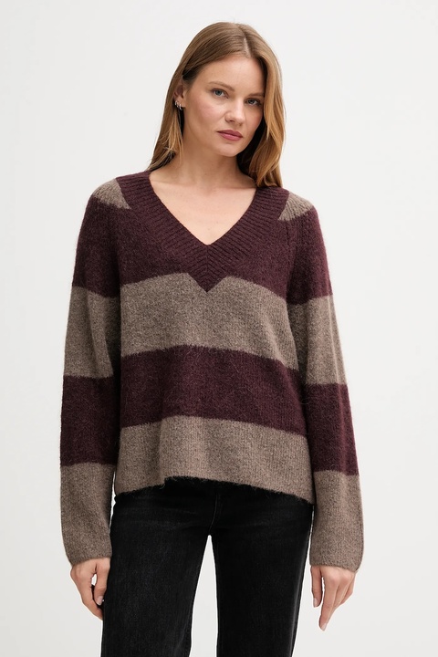 Mos Mosh sweter z dodatkiem wełny TACI damski kolor bordowy 173090 - zdjęcie produktu nr 1